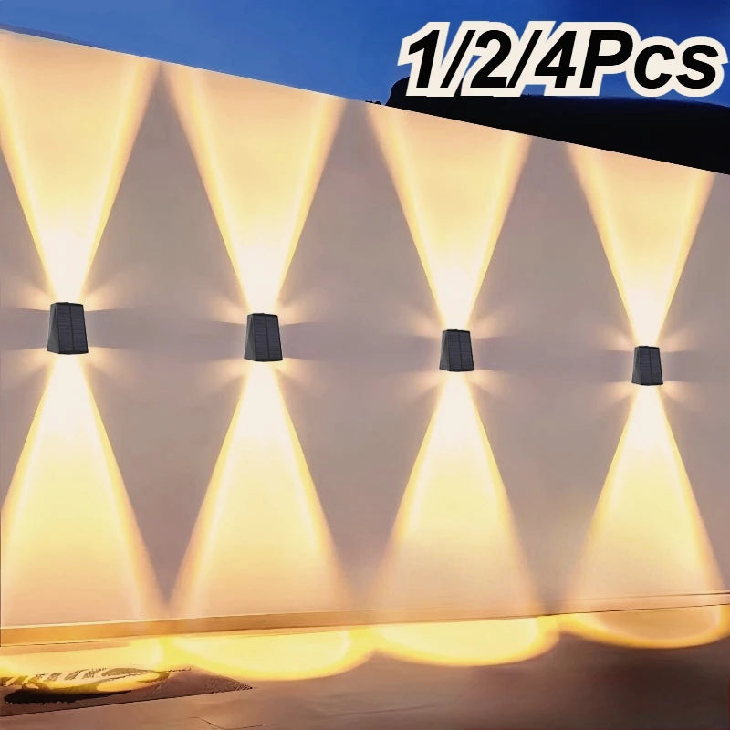 LED Solar Wall Lights Up and Down Lighting Solar Outdoor Light Waterproof IP65 Solar Fence Light for House Yard Garden Garage