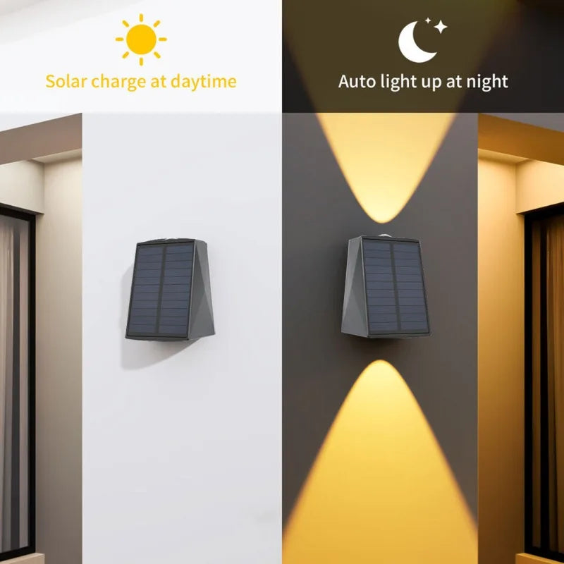 LED Solar Wall Lights Up and Down Lighting Solar Outdoor Light Waterproof IP65 Solar Fence Light for House Yard Garden Garage