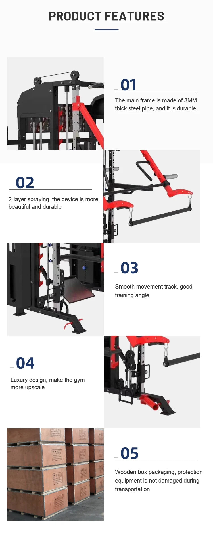 Multi-functional Commercial Muscle Training Power Rack 3d Smith Machine for Fitness  Workout Gym Equipment