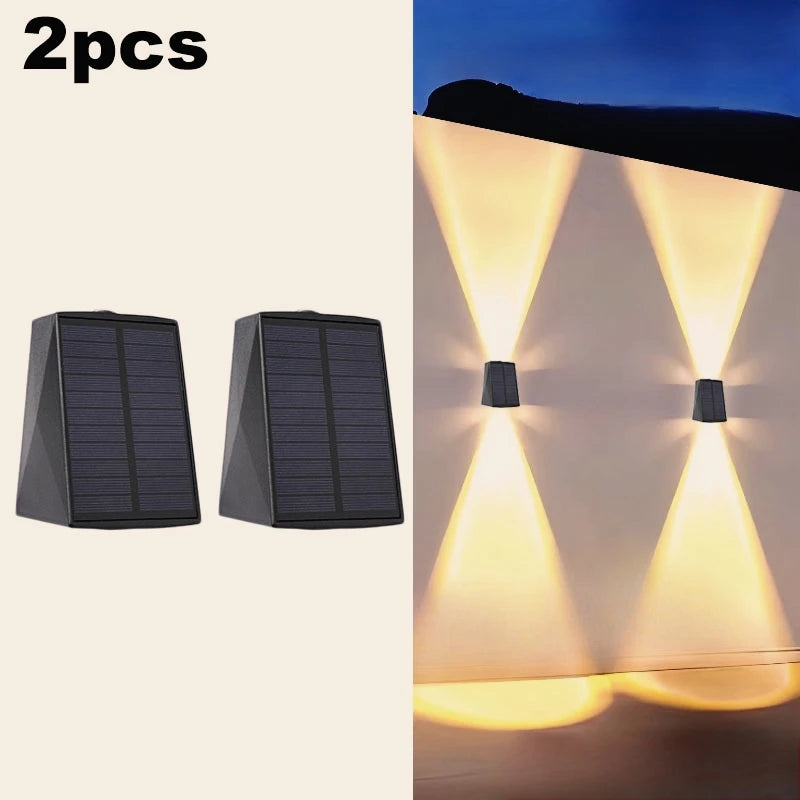 LED Solar Wall Lights Up and Down Lighting Solar Outdoor Light Waterproof IP65 Solar Fence Light for House Yard Garden Garage