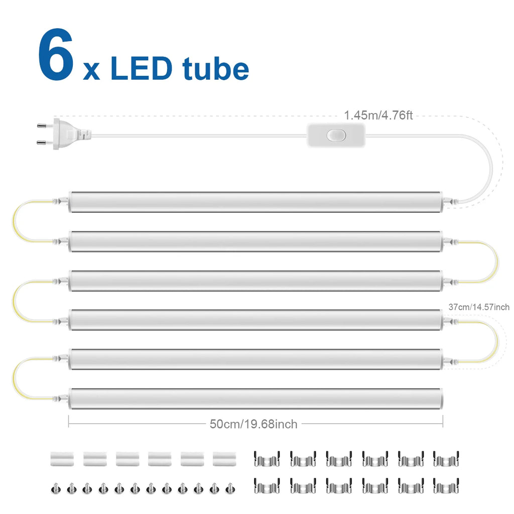 Full Set 50CM T5 Tube LED 220V 110V LED Light Bulbs Indoor Wall Ceilling / Display Cabinet Lighting Lamp DIY + Switch Power Cord