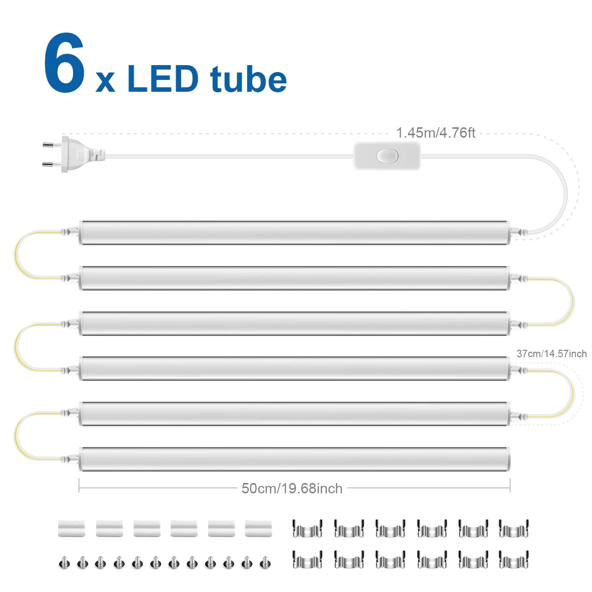Full Set 50CM T5 Tube LED 220V 110V LED Light Bulbs Indoor Wall Ceilling / Display Cabinet Lighting Lamp DIY + Switch Power Cord