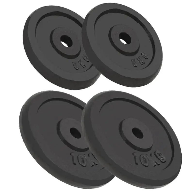 Weight Plate Set for Barbell and Dumbbell – Cast Iron with Scratch-Resistant Powder Coating – for Effective Strength Training at Home or in the Gym