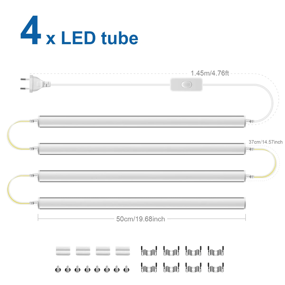 Full Set 50CM T5 Tube LED 220V 110V LED Light Bulbs Indoor Wall Ceilling / Display Cabinet Lighting Lamp DIY + Switch Power Cord