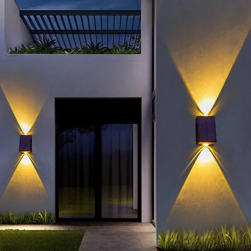 LED Solar Wall Lights Up and Down Lighting Solar Outdoor Light Waterproof IP65 Solar Fence Light for House Yard Garden Garage