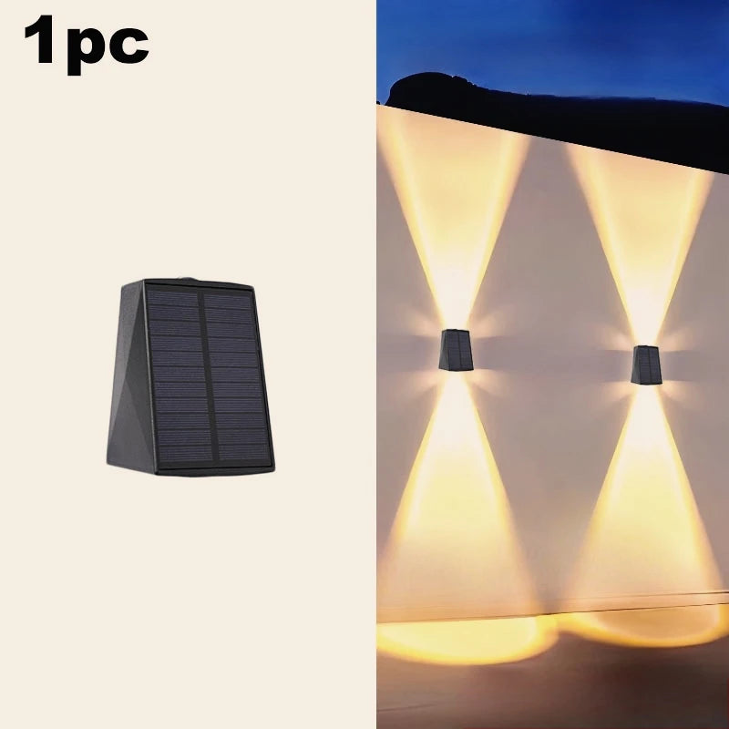 LED Solar Wall Lights Up and Down Lighting Solar Outdoor Light Waterproof IP65 Solar Fence Light for House Yard Garden Garage