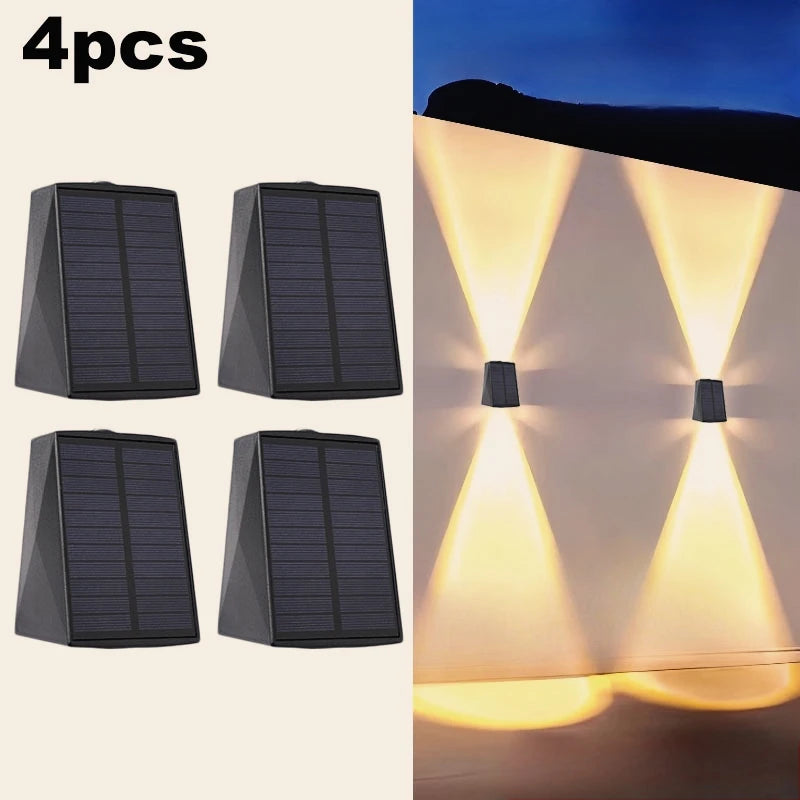 LED Solar Wall Lights Up and Down Lighting Solar Outdoor Light Waterproof IP65 Solar Fence Light for House Yard Garden Garage