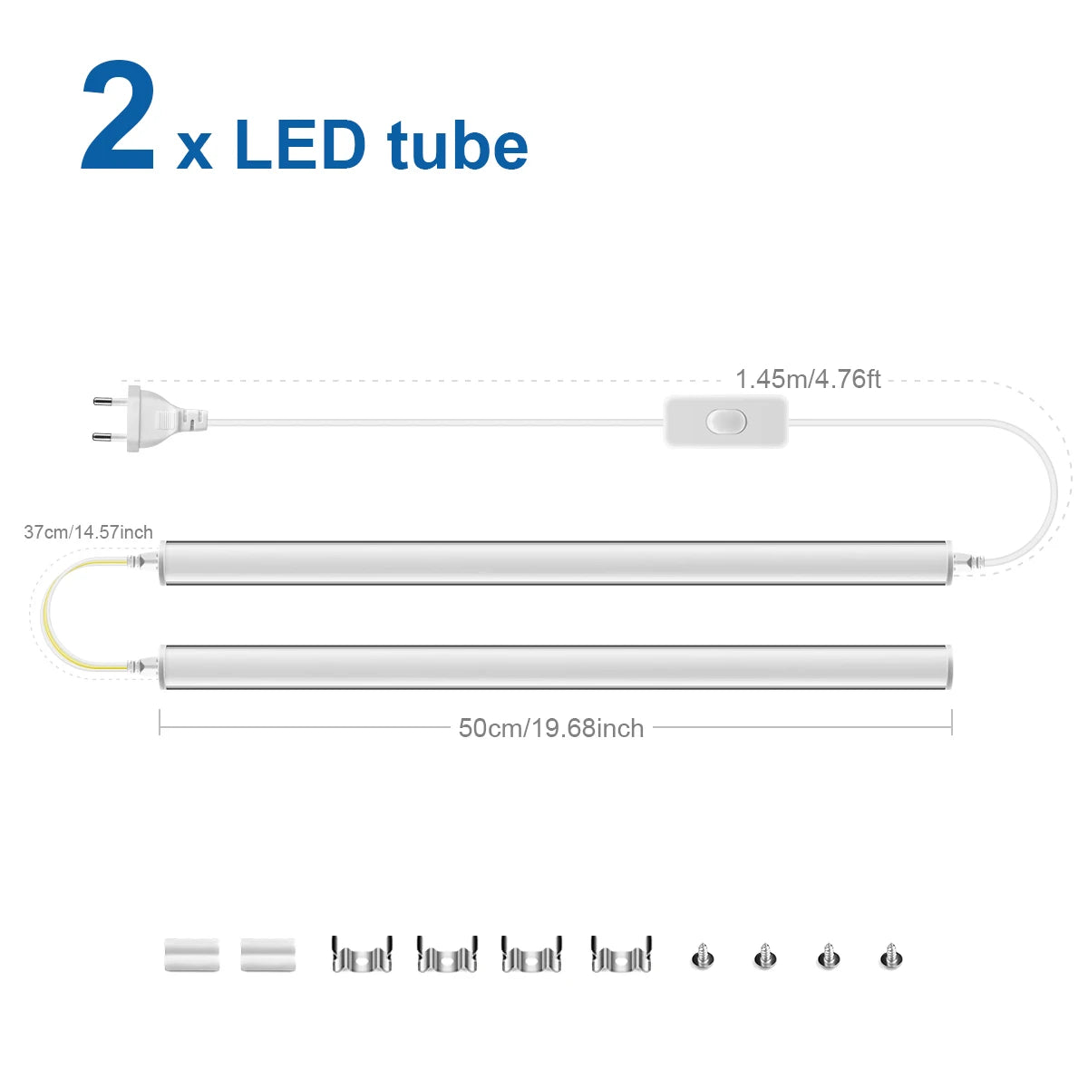 Full Set 50CM T5 Tube LED 220V 110V LED Light Bulbs Indoor Wall Ceilling / Display Cabinet Lighting Lamp DIY + Switch Power Cord